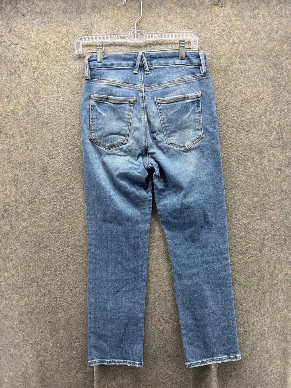 Good American Cropped Slim Jeans Womens 8/29 Blue Medium Wash 30x26 Raw Hem - Picture 9 of 11